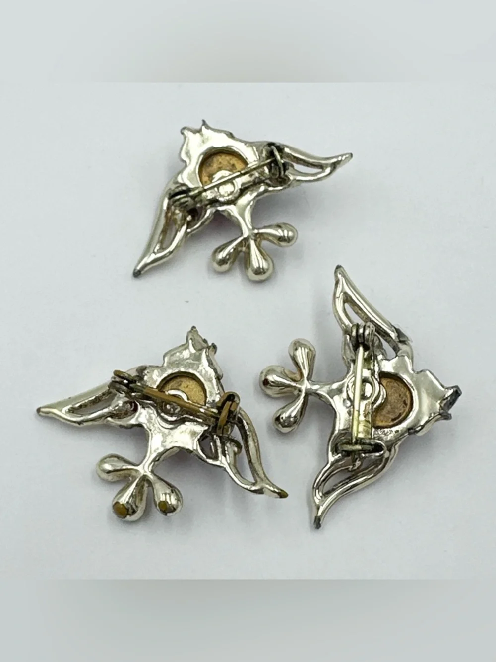 Vintage Set Of 3 Red Jelly Belly Fish Scatter Brooch Pins